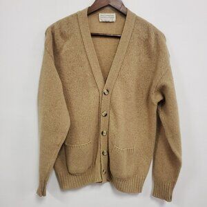 Vintage Lord Jeff Men Button Front Cardigan Size M Beige Preppy Academia Teacher